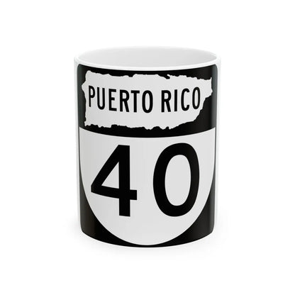 PR old 40 (Puerto Rico) (Road Sign) White Coffee Mug 11oz - Go Mug Yourself
