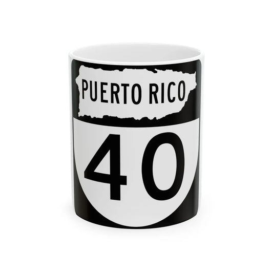 PR old 40 (Puerto Rico) (Road Sign) White Coffee Mug 11oz - Go Mug Yourself