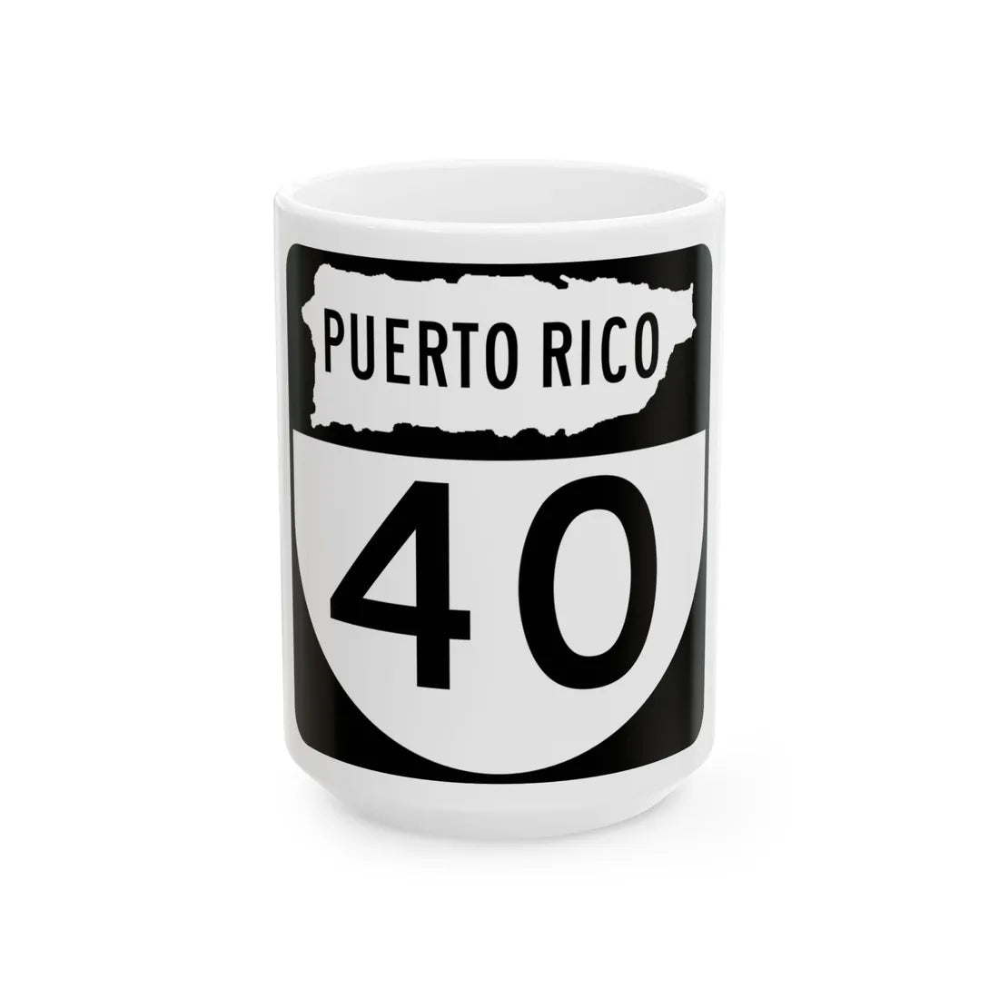PR old 40 (Puerto Rico) (Road Sign) White Coffee Mug 15oz - Go Mug Yourself