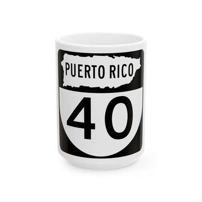 PR old 40 (Puerto Rico) (Road Sign) White Coffee Mug 15oz - Go Mug Yourself