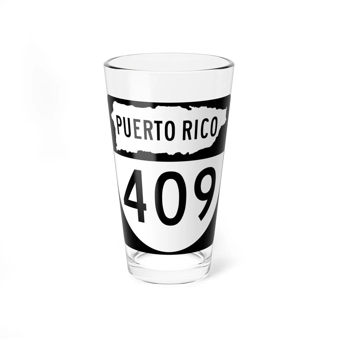 PR old 409 (Puerto Rico) (Road Sign) Pint Glass 16oz 16oz - Go Mug Yourself