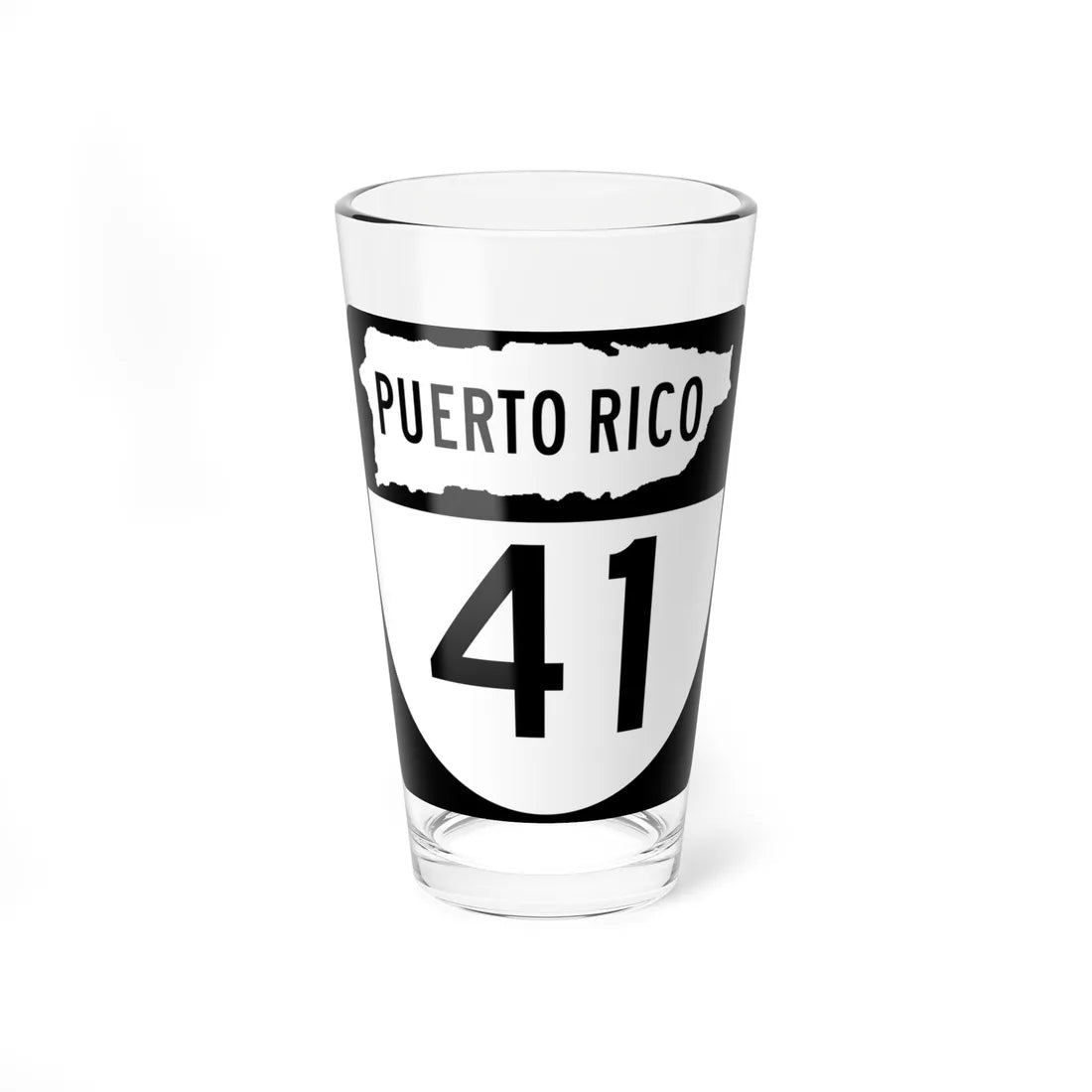 PR old 41 (Puerto Rico) (Road Sign) Pint Glass 16oz 16oz - Go Mug Yourself