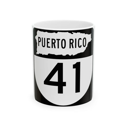 PR old 41 (Puerto Rico) (Road Sign) White Coffee Mug 11oz - Go Mug Yourself