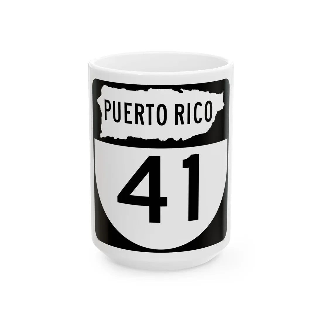 PR old 41 (Puerto Rico) (Road Sign) White Coffee Mug 15oz - Go Mug Yourself