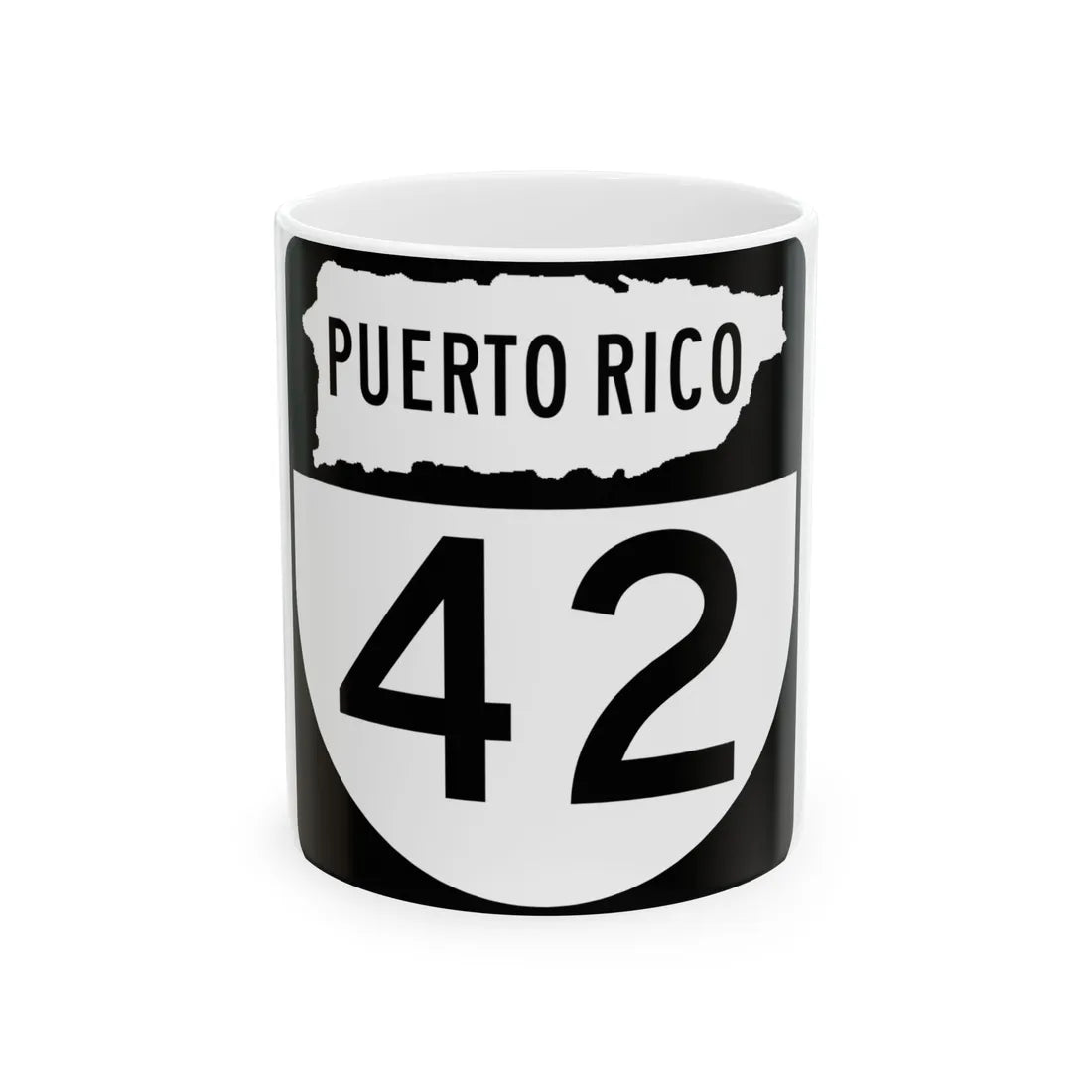 PR old 42 (Puerto Rico) (Road Sign) White Coffee Mug 11oz - Go Mug Yourself
