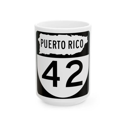 PR old 42 (Puerto Rico) (Road Sign) White Coffee Mug 15oz - Go Mug Yourself