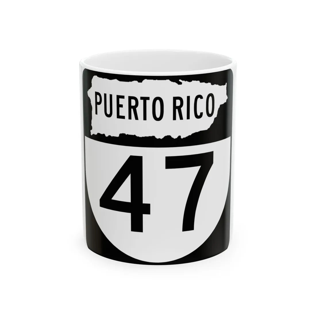 PR old 47 (Puerto Rico) (Road Sign) White Coffee Mug 11oz - Go Mug Yourself