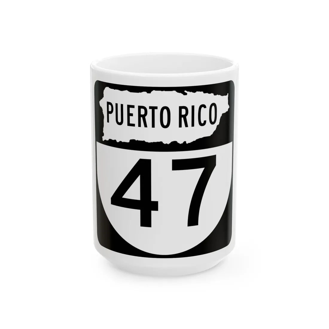 PR old 47 (Puerto Rico) (Road Sign) White Coffee Mug 15oz - Go Mug Yourself