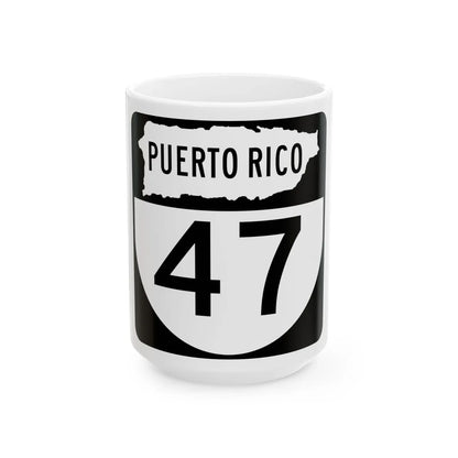 PR old 47 (Puerto Rico) (Road Sign) White Coffee Mug 15oz - Go Mug Yourself