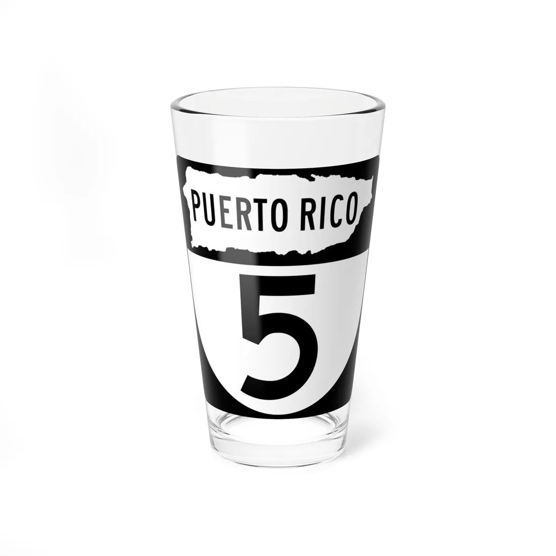 PR old 5 (Puerto Rico) (Road Sign) Pint Glass 16oz 16oz - Go Mug Yourself