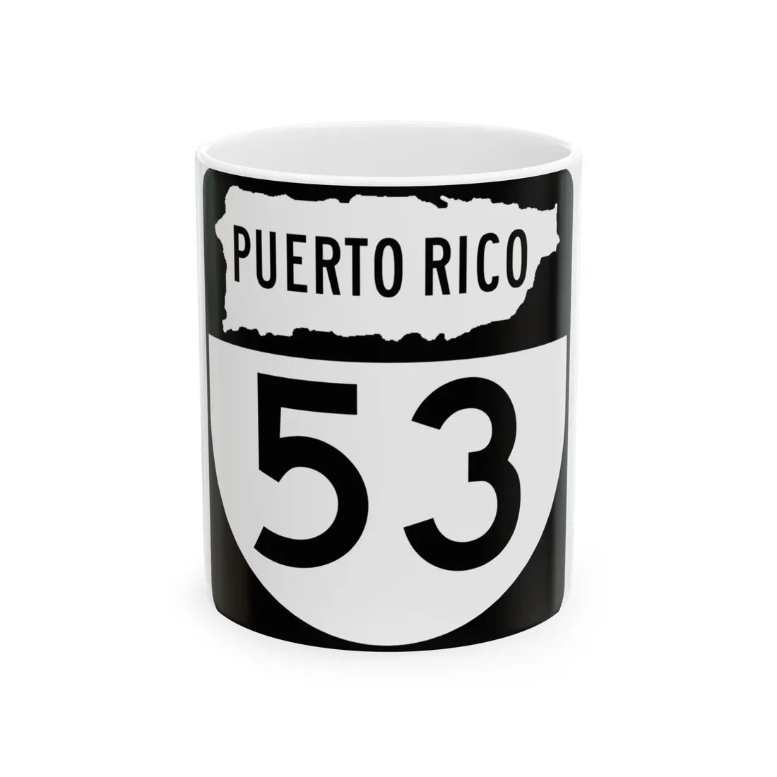 PR old 53 (Puerto Rico) (Road Sign) White Coffee Mug 11oz - Go Mug Yourself