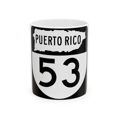PR old 53 (Puerto Rico) (Road Sign) White Coffee Mug 11oz - Go Mug Yourself