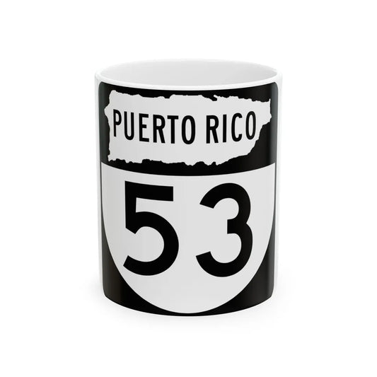 PR old 53 (Puerto Rico) (Road Sign) White Coffee Mug 11oz - Go Mug Yourself