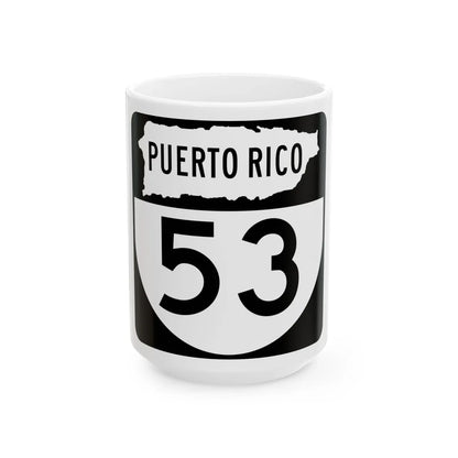 PR old 53 (Puerto Rico) (Road Sign) White Coffee Mug 15oz - Go Mug Yourself