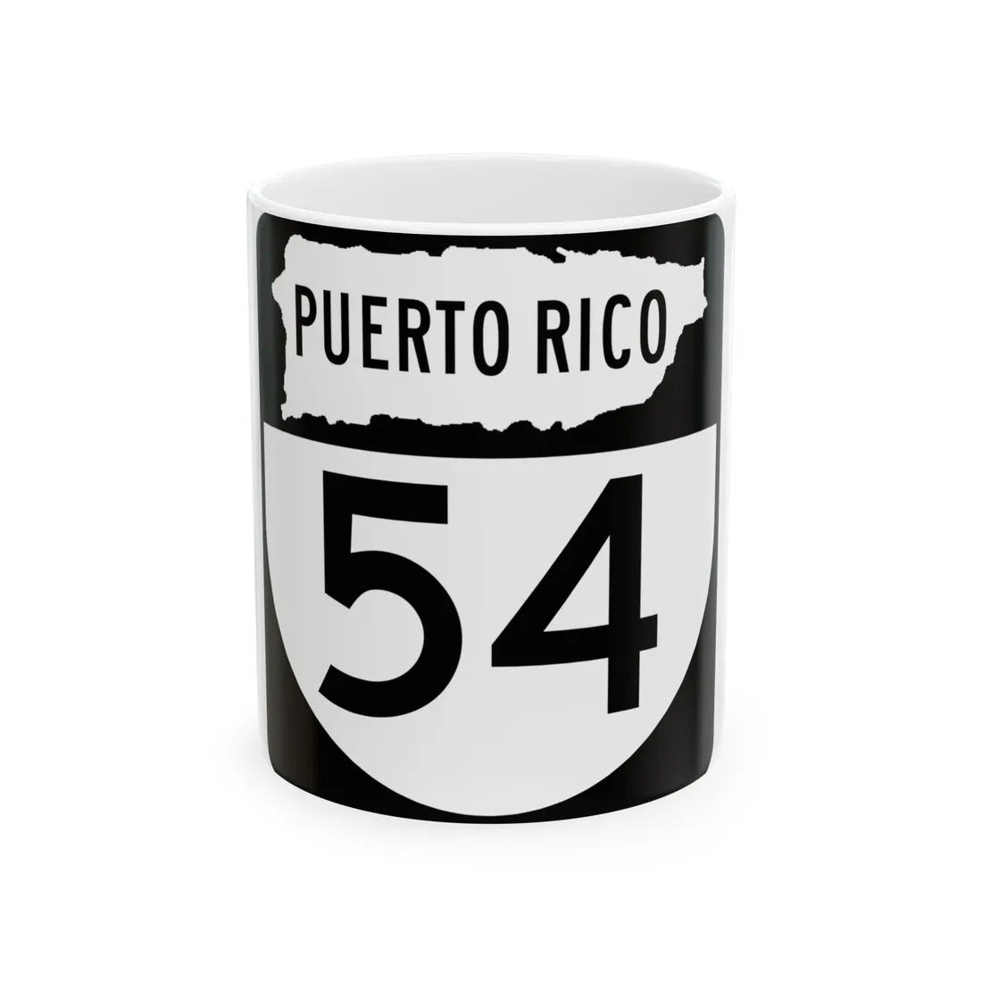 PR old 54 (Puerto Rico) (Road Sign) White Coffee Mug 11oz - Go Mug Yourself