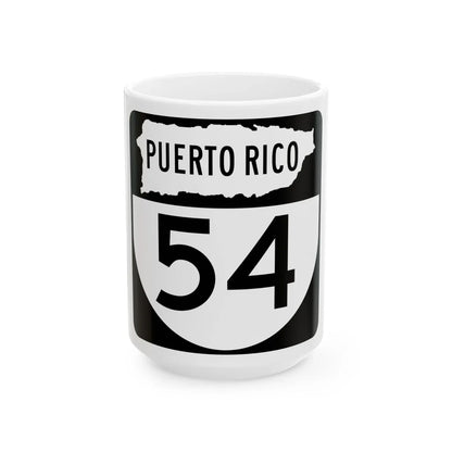 PR old 54 (Puerto Rico) (Road Sign) White Coffee Mug 15oz - Go Mug Yourself