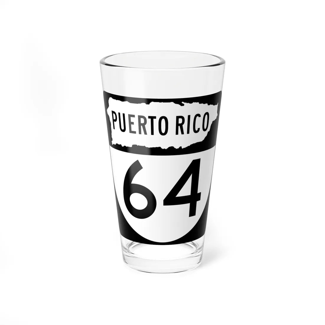 PR old 64 (Puerto Rico) (Road Sign) Pint Glass 16oz 16oz - Go Mug Yourself