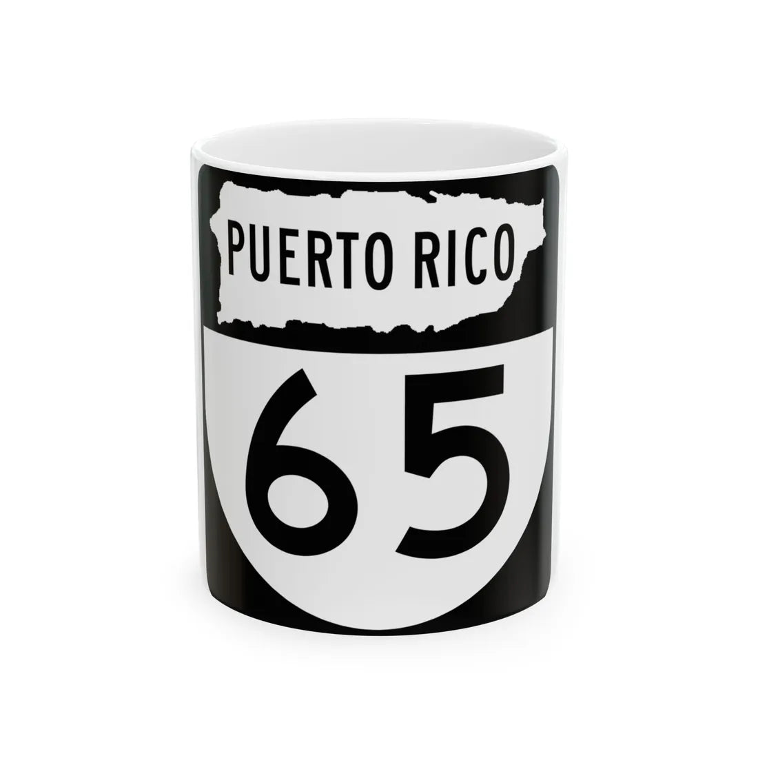 PR old 65 (Puerto Rico) (Road Sign) White Coffee Mug 11oz - Go Mug Yourself