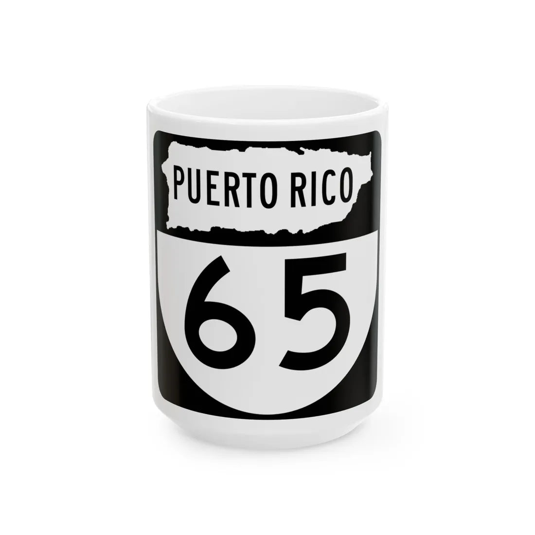 PR old 65 (Puerto Rico) (Road Sign) White Coffee Mug 15oz - Go Mug Yourself