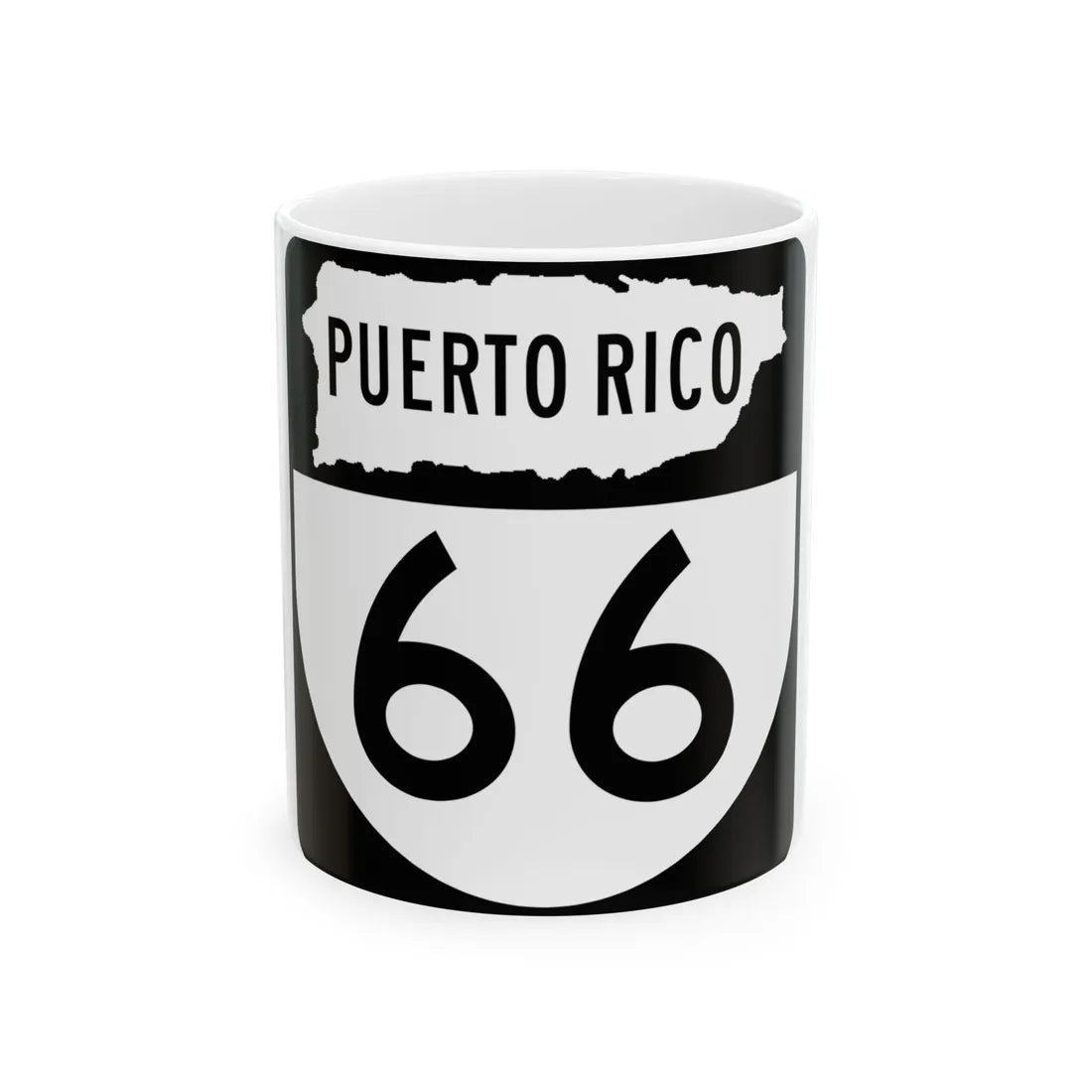 PR old 66 (Puerto Rico) (Road Sign) White Coffee Mug 11oz - Go Mug Yourself