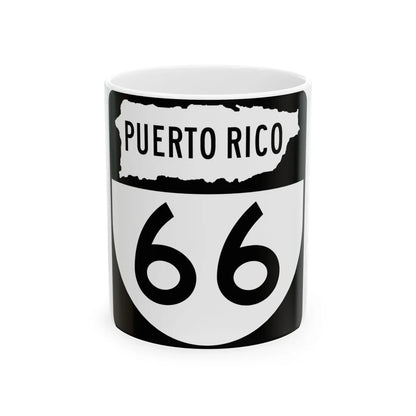 PR old 66 (Puerto Rico) (Road Sign) White Coffee Mug 11oz - Go Mug Yourself