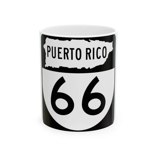 PR old 66 (Puerto Rico) (Road Sign) White Coffee Mug 11oz - Go Mug Yourself
