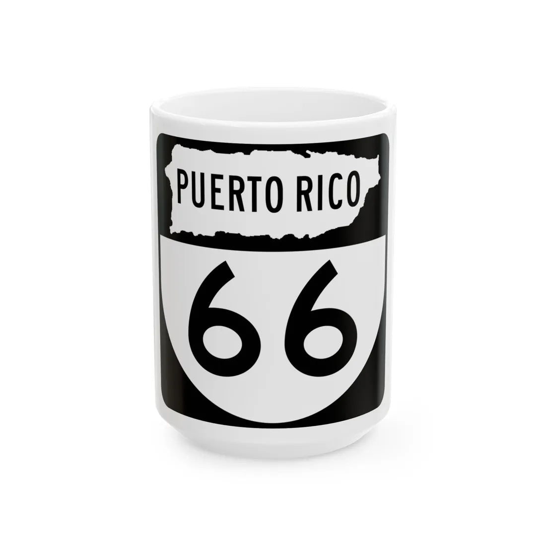 PR old 66 (Puerto Rico) (Road Sign) White Coffee Mug 15oz - Go Mug Yourself