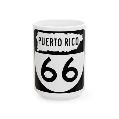 PR old 66 (Puerto Rico) (Road Sign) White Coffee Mug 15oz - Go Mug Yourself