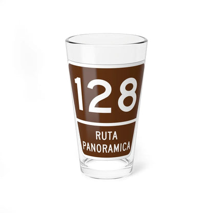 PR old scenic route 128 (Puerto Rico) (Road Sign) Pint Glass 16oz 16oz - Go Mug Yourself
