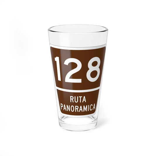 PR old scenic route 128 (Puerto Rico) (Road Sign) Pint Glass 16oz 16oz - Go Mug Yourself