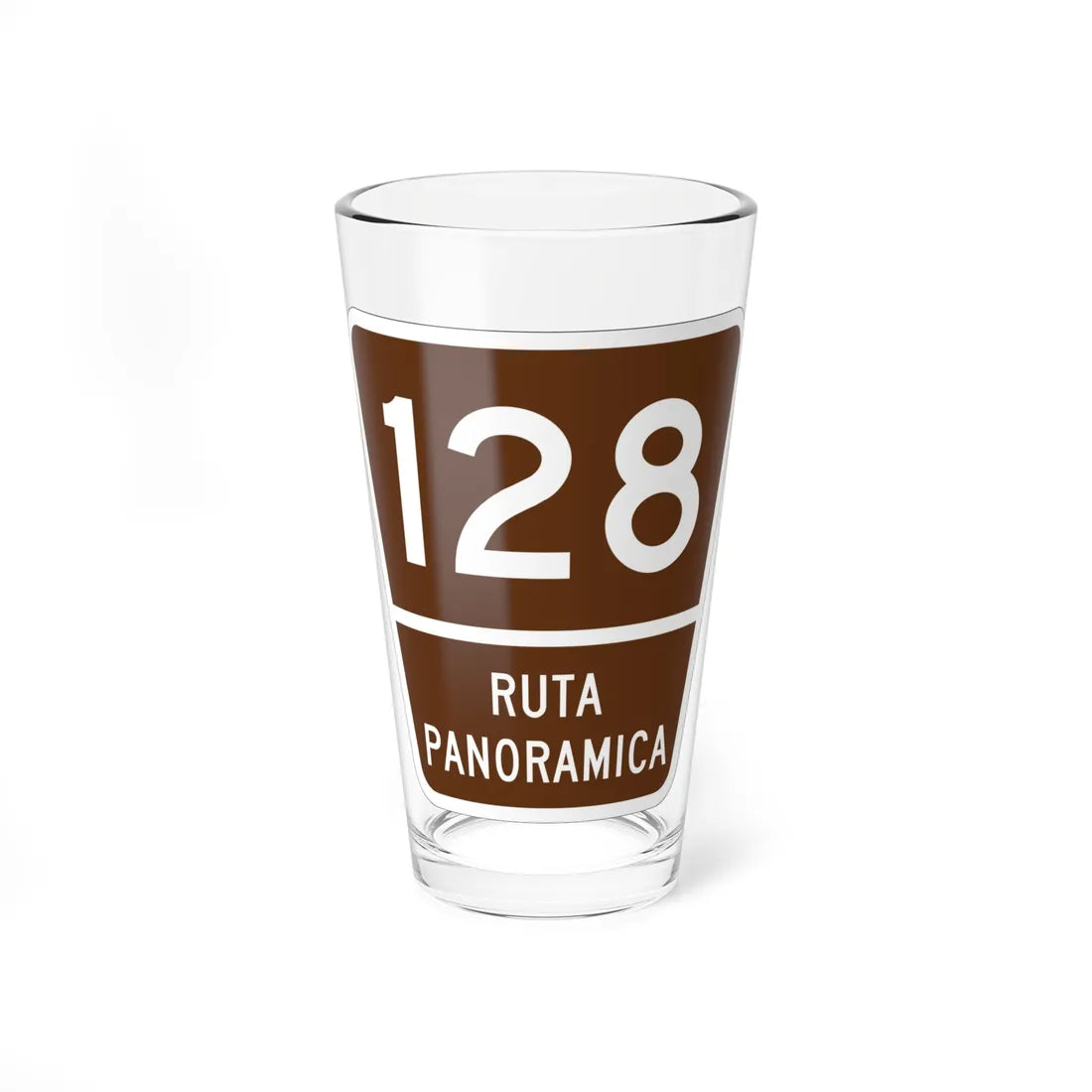 PR old scenic route 128 (Puerto Rico) (Road Sign) Pint Glass 16oz - Go Mug Yourself