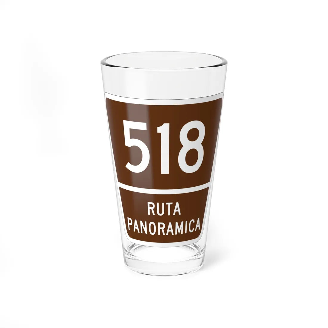 PR old scenic route 518 (Puerto Rico) (Road Sign) Pint Glass 16oz - Go Mug Yourself