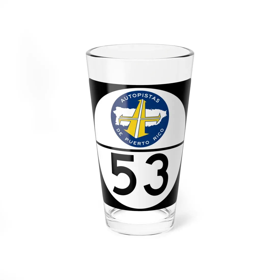 PR old toll road 53 (Puerto Rico) (Road Sign) Pint Glass 16oz 16oz - Go Mug Yourself