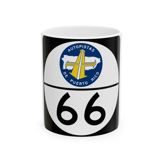 PR old toll road 66 (Puerto Rico) (Road Sign) White Coffee Mug 11oz - Go Mug Yourself