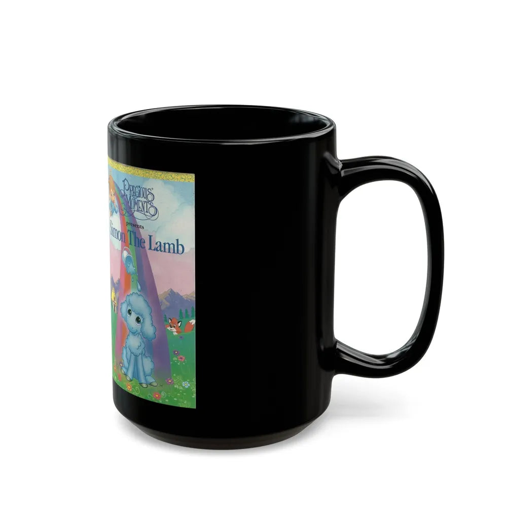 PRECIOUS MOMENTS PRESENTS SIMON THE LAMB (VHS COVER) - Black Coffee Mug-Go Mug Yourself