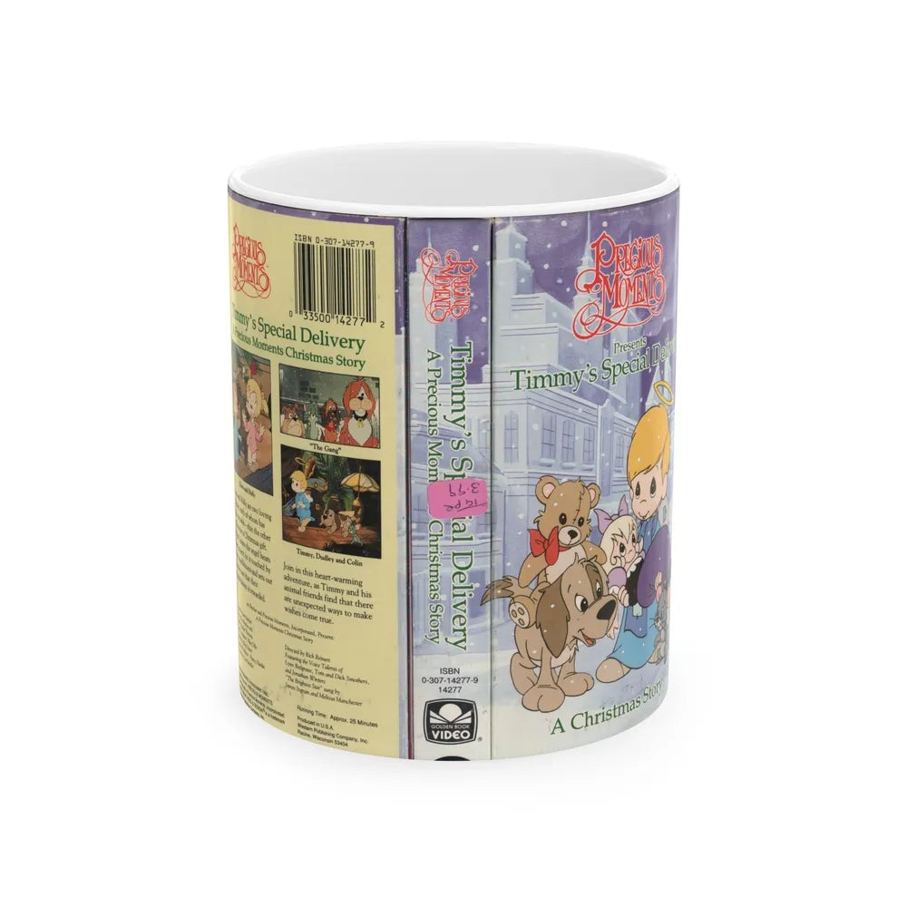 PRECIOUS MOMENTS PRESENTS TIMMYS SPECIAL DELIVERY (VHS COVER) - White Coffee Mug-11oz-Go Mug Yourself