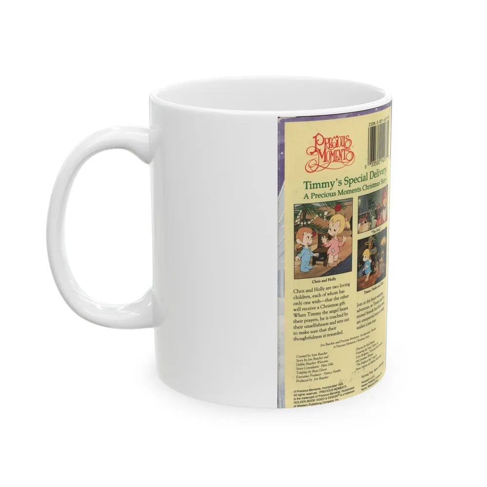 PRECIOUS MOMENTS PRESENTS TIMMYS SPECIAL DELIVERY (VHS COVER) - White Coffee Mug-Go Mug Yourself