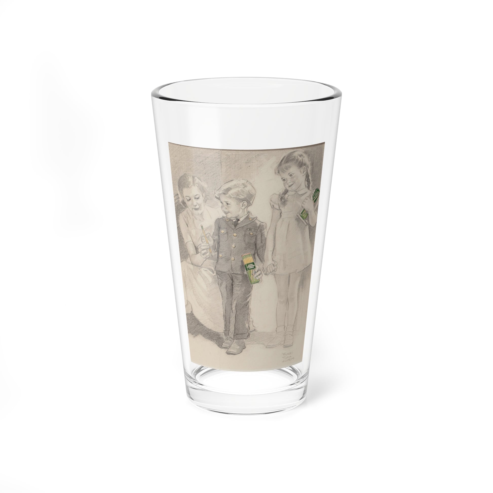 Preparing for School, pencil advertisement, circa 1930s-40s (Magazine Illustration) Pint Glass 16oz-16oz-Go Mug Yourself