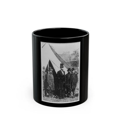 President Abraham Lincoln Posed With Union Officers And Soldiers During His Visit To Antietam, Maryland, October 3, 1862 (U.S. Civil War) Black Coffee Mug-11oz-Go Mug Yourself