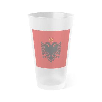Presidential flag of Albania 1946 to 1992 - Frosted Pint Glass 16oz 16oz Frosted - Go Mug Yourself