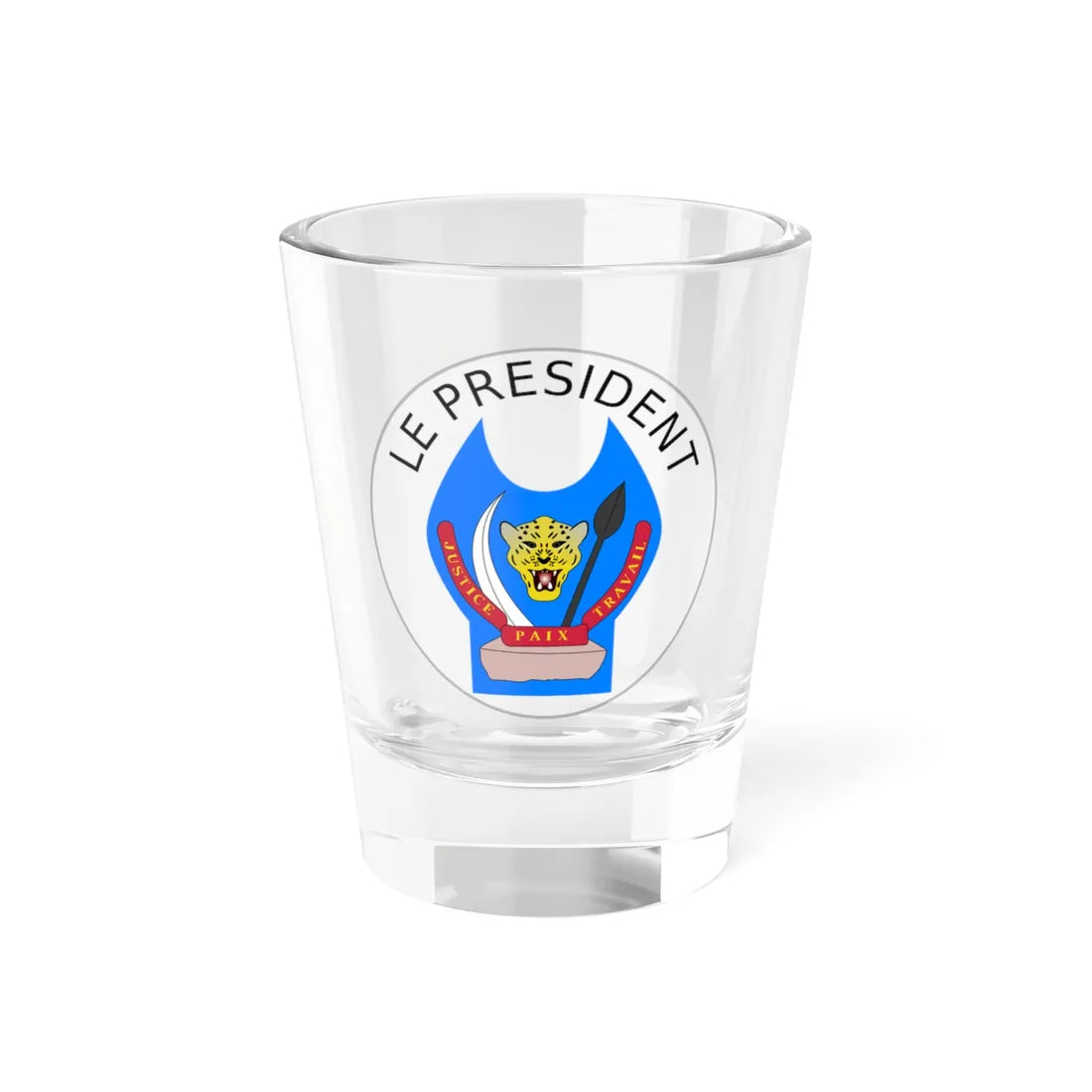 Presidential Seal of the Democratic Republic of the Congo (Congo) (Coat of Arms) Shot Glass 1.5oz 1.5oz - Go Mug Yourself