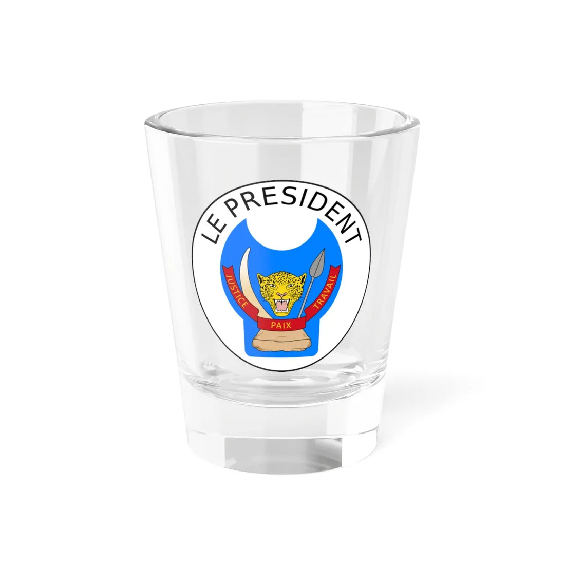 Presidential Seal of the Democratic Republic of the Congo grey spear (Congo) (Coat of Arms) Shot Glass 1.5oz 1.5oz - Go Mug Yourself