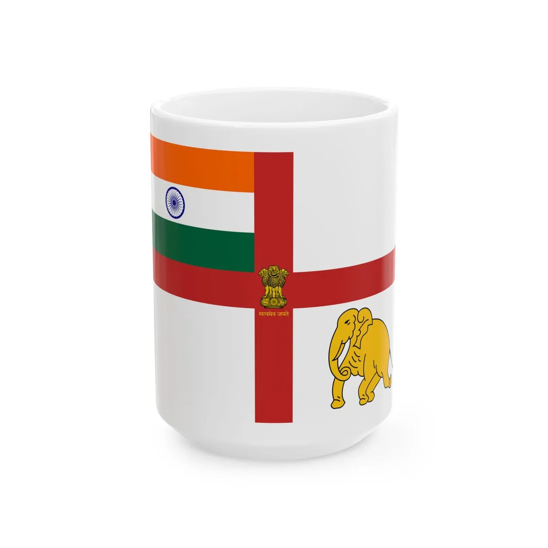 Presidents Colour of Indian Navy until 2022 (India) White Coffee Mug 15oz - Go Mug Yourself