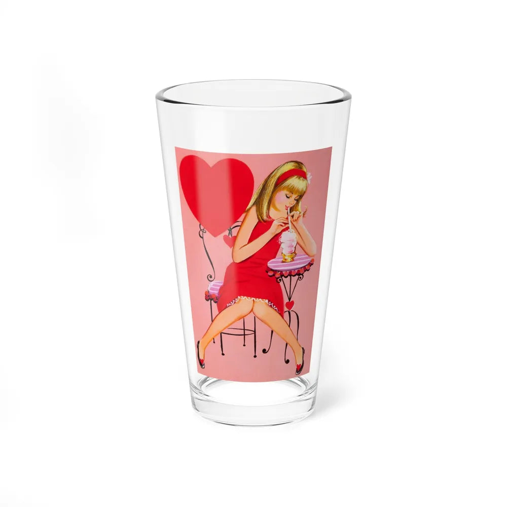 Pretty Girl in Red, The Norcross Greeting Card Collection (Magazine Illustration) Pint Glass 16oz-16oz-Go Mug Yourself