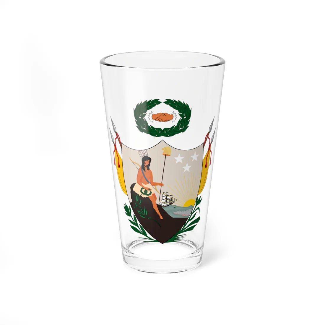 Primer escudo de armas de la República de Colombia Gran Colombia (Colombia) (Coat of Arms) Pint Glass 16oz 16oz - Go Mug Yourself