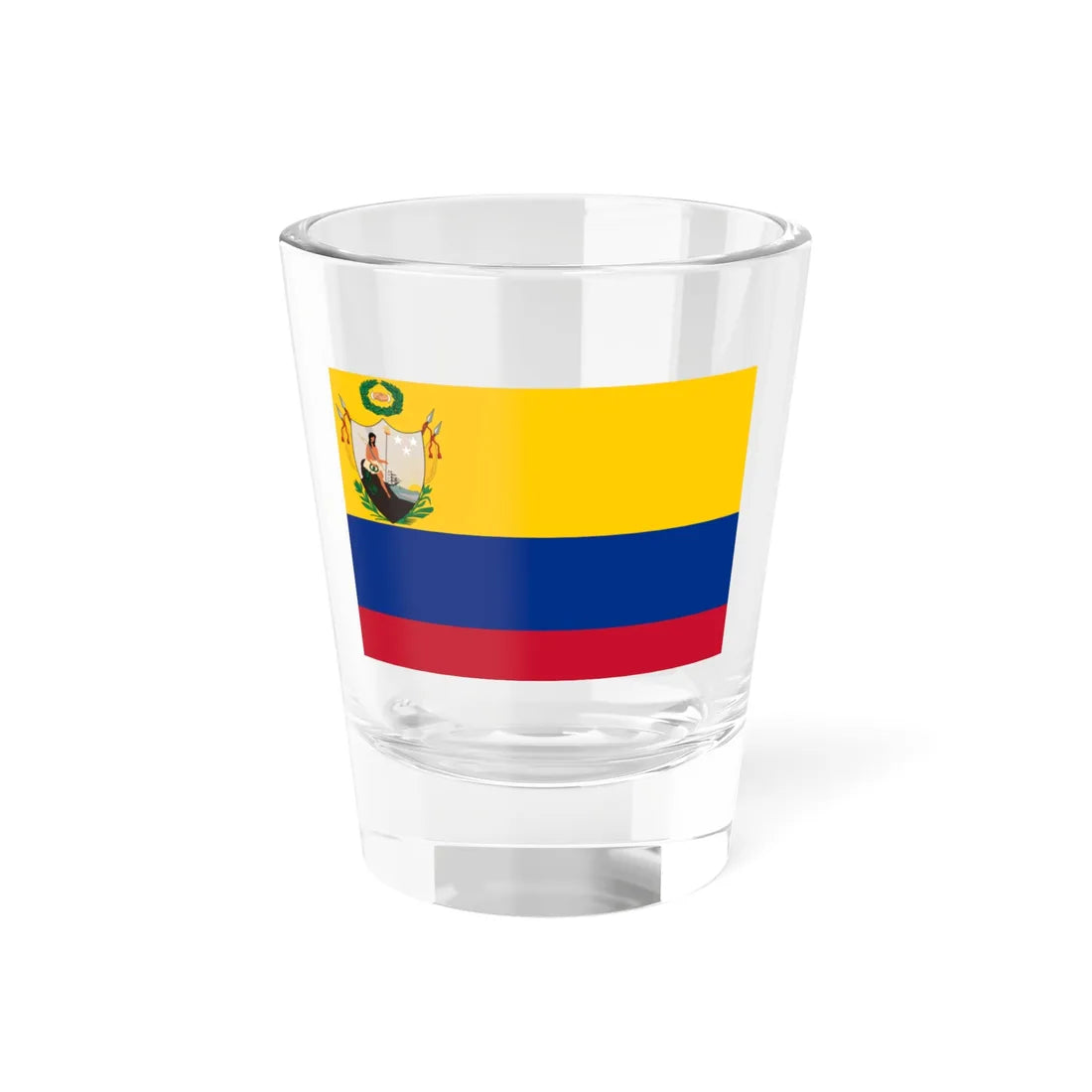 Primera bandera de la Gran Colombia con proporciones historiograficas venezolanas (Colombia) Shot Glass 1.5oz 1.5oz - Go Mug Yourself