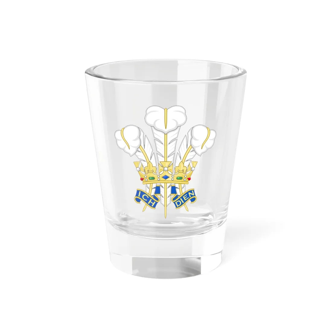 Prince of Waless feathers Badge (United Kingdom) (Coat of Arms) Shot Glass 1.5oz 1.5oz - Go Mug Yourself