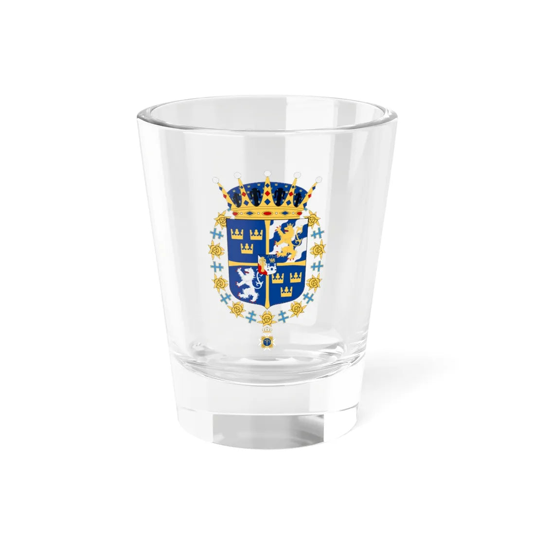 Prins Bertil vapen med Serafimerorden (Sweden) (Coat of Arms) Shot Glass 1.5oz 1.5oz - Go Mug Yourself