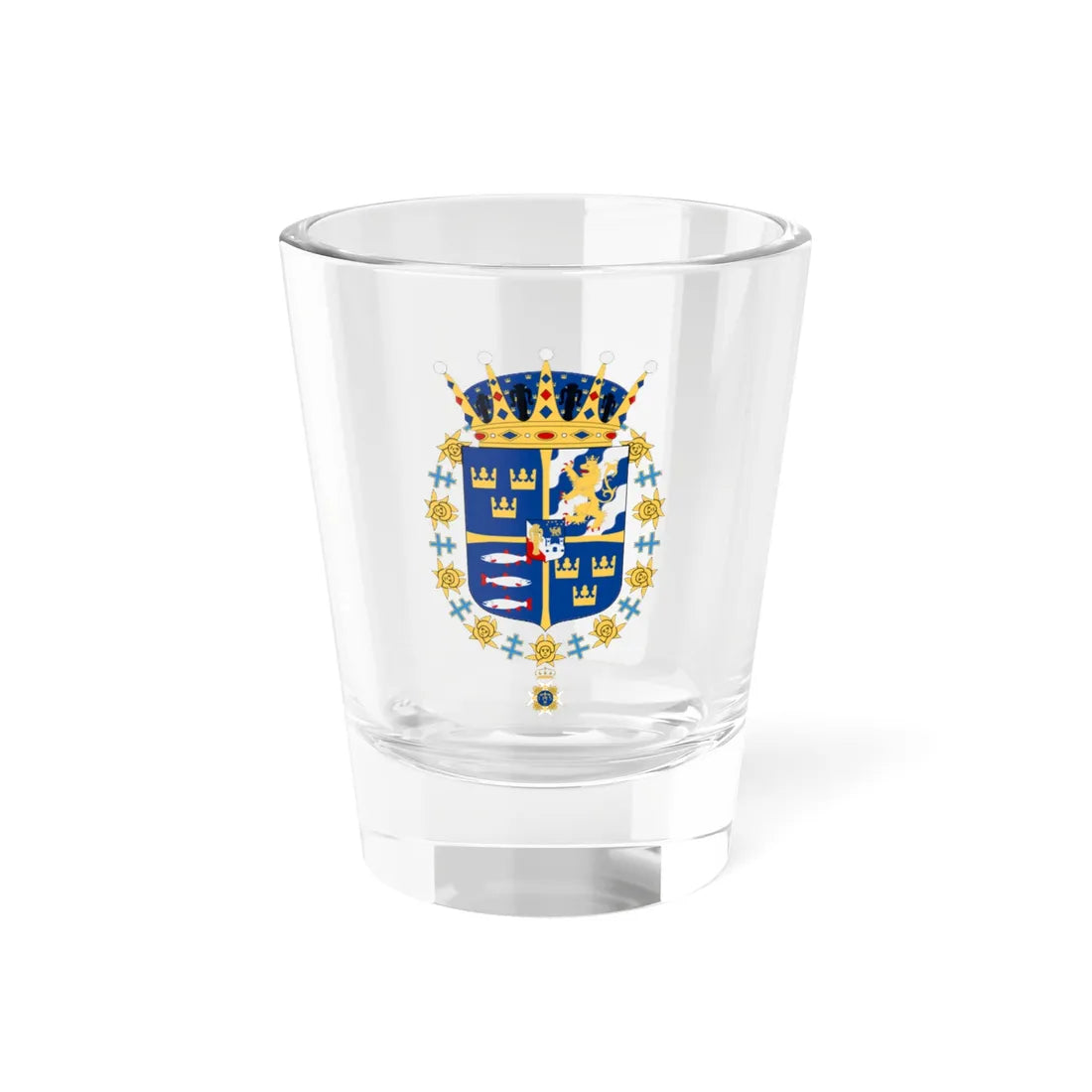 Prins Nicolas vapen med Serafimerorden (Sweden) (Coat of Arms) Shot Glass 1.5oz 1.5oz - Go Mug Yourself