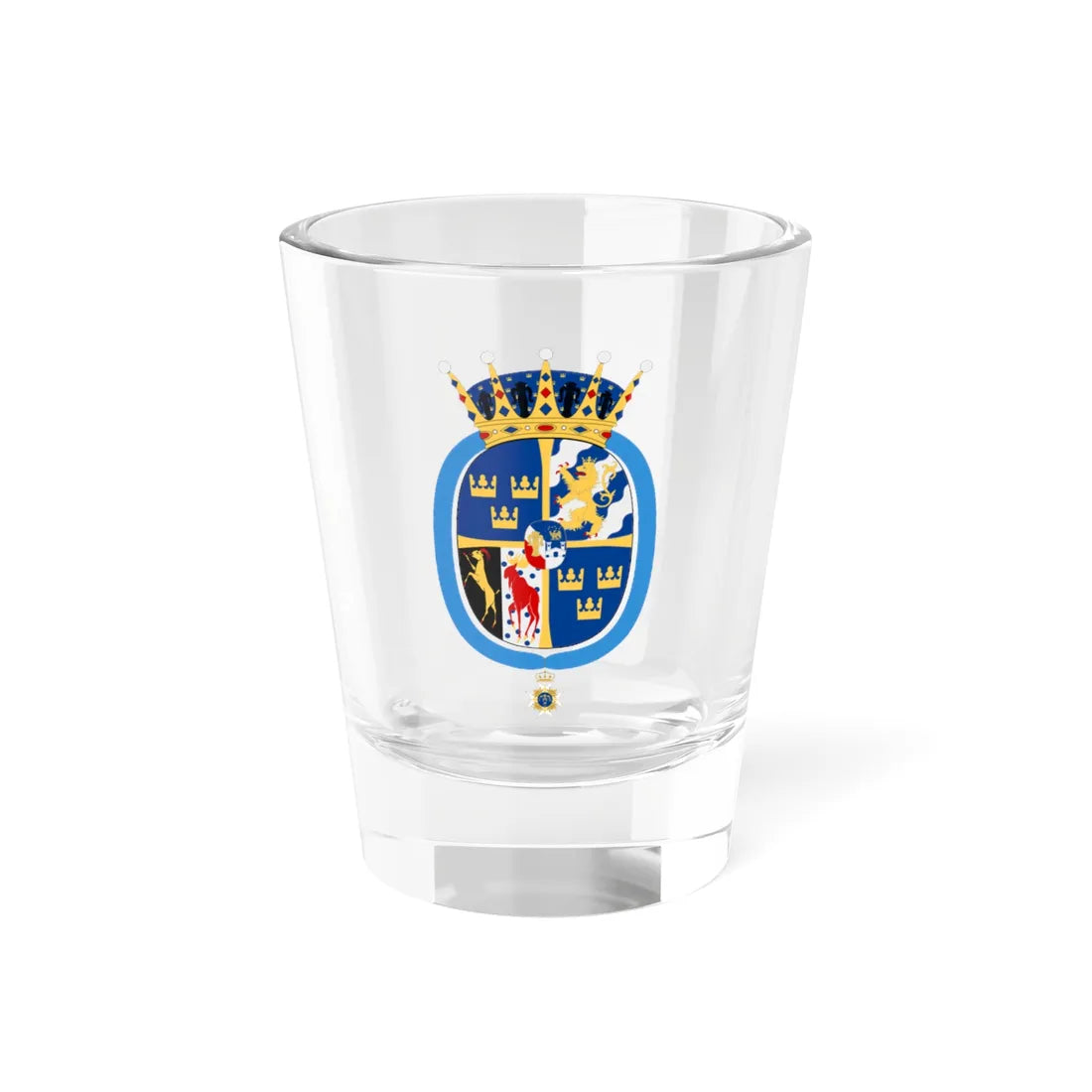 Prinsessan Madeleine vapen med Serafimerkors (Sweden) (Coat of Arms) Shot Glass 1.5oz 1.5oz - Go Mug Yourself
